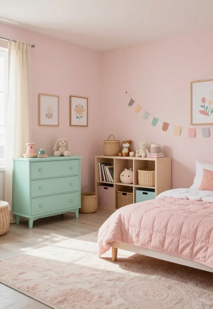21-Dreamy-Pastel-Kids-Room-Ideas-on-a-Budget-You-Wont-Believe-How-Magical-7-Looks-1.-Blush-and-Mint-with-Thrifted-Furniture-0